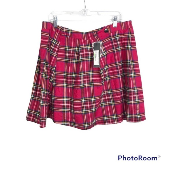 Modcloth Dangerfield red plaid school girl skirt size 16 NWT - Picture 4 of 8